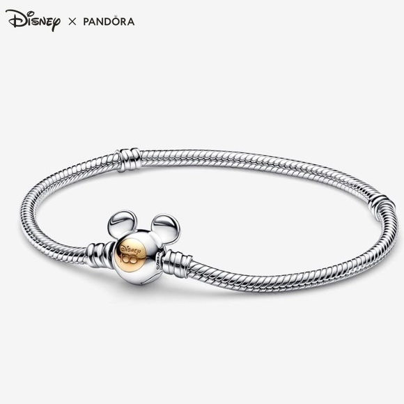 NIB New Pandora x Disney 100th Anniversary Moments Snake Chain Bracelet - Picture 2 of 14